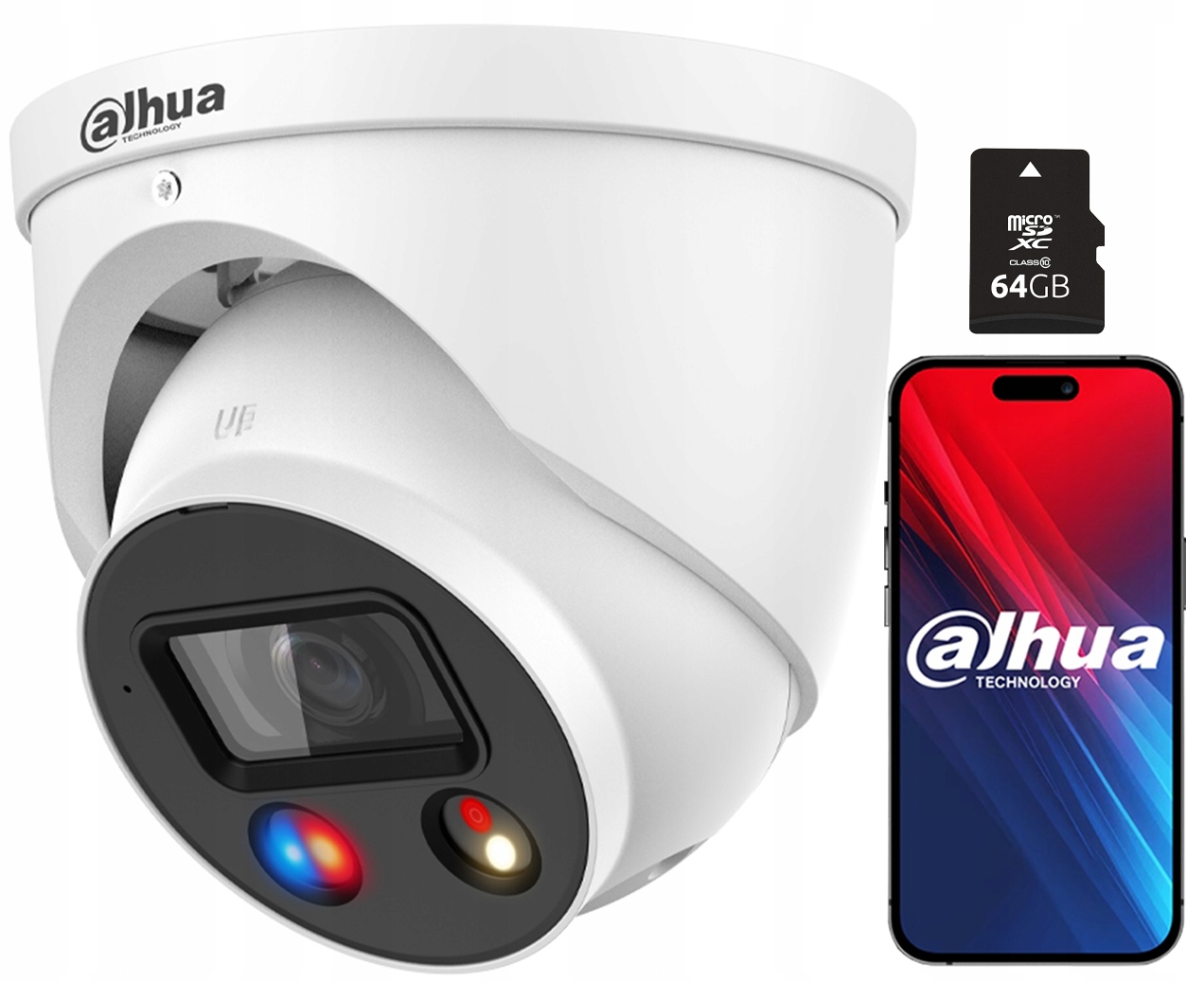Ip kamera Dahua 8Mpx kupolová vonkajšia Full-Color Uhd karta 64GB