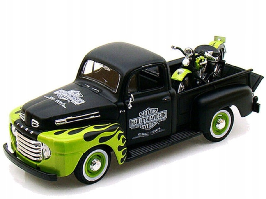Maisto Model Harley Davidson a Ford F-1 PICKUP+1948 Fl Panhead v měřítku 1/24