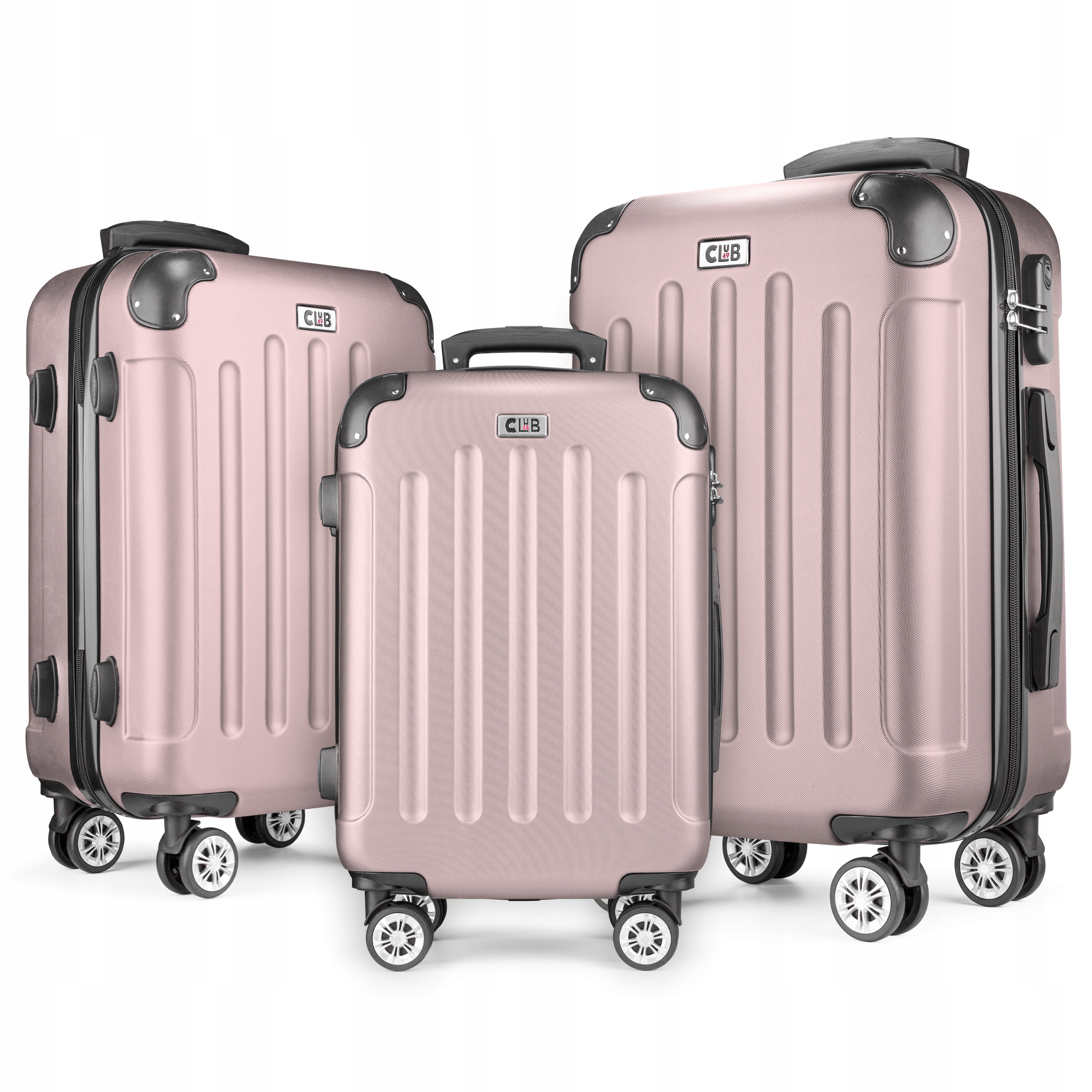 Posh Sada tvrdých cestovních kufrů z Abs Pudrová Růžová (M-L-XL Set)