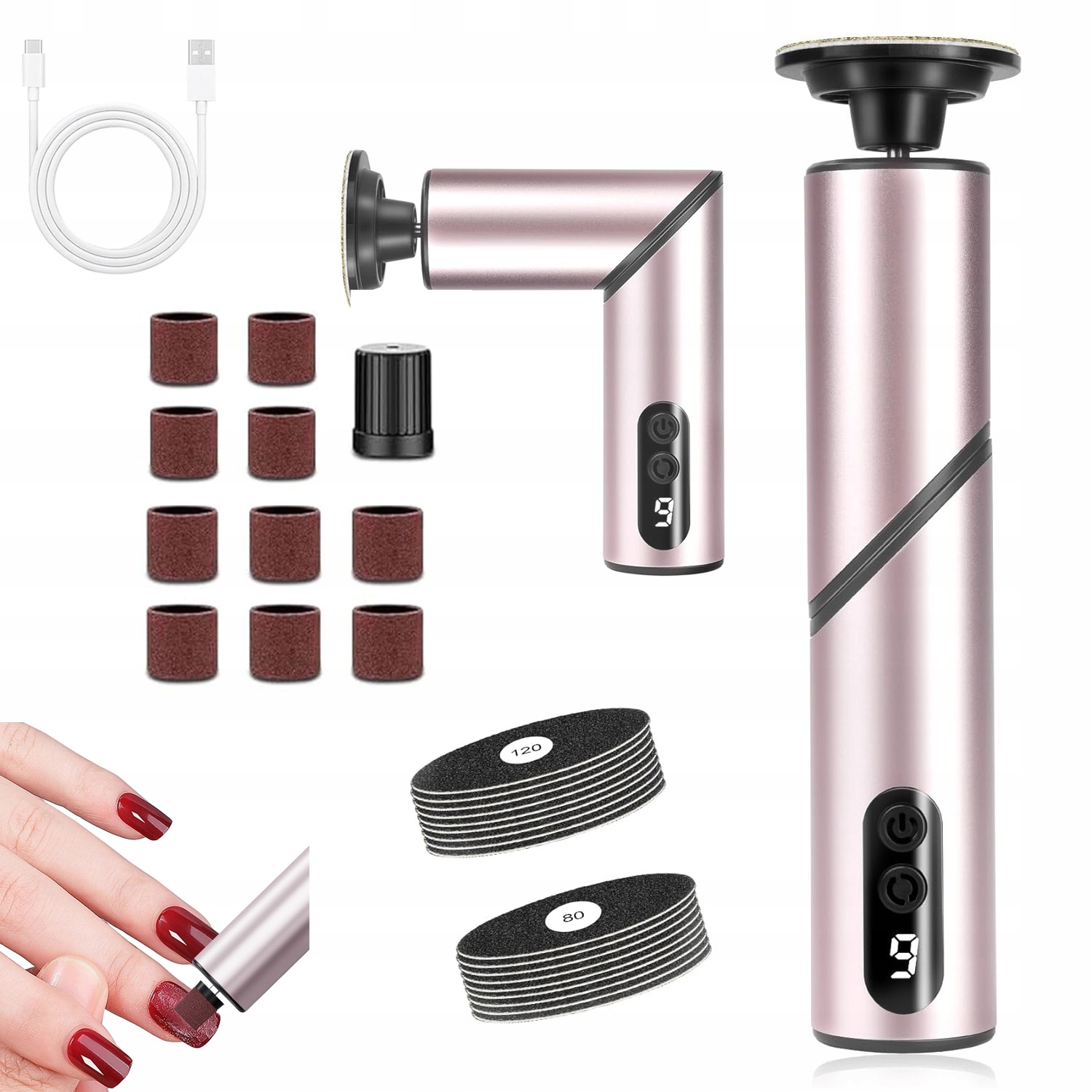 Elektrický Skládací Pilník 5V1 Na Nohy Sada Usb Silný Abs