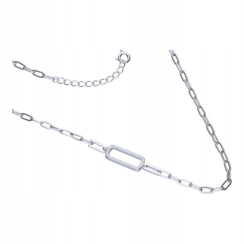 Stříbrný náhrdelník 925 s obdélníkem a zirkony je ideální jako dárek