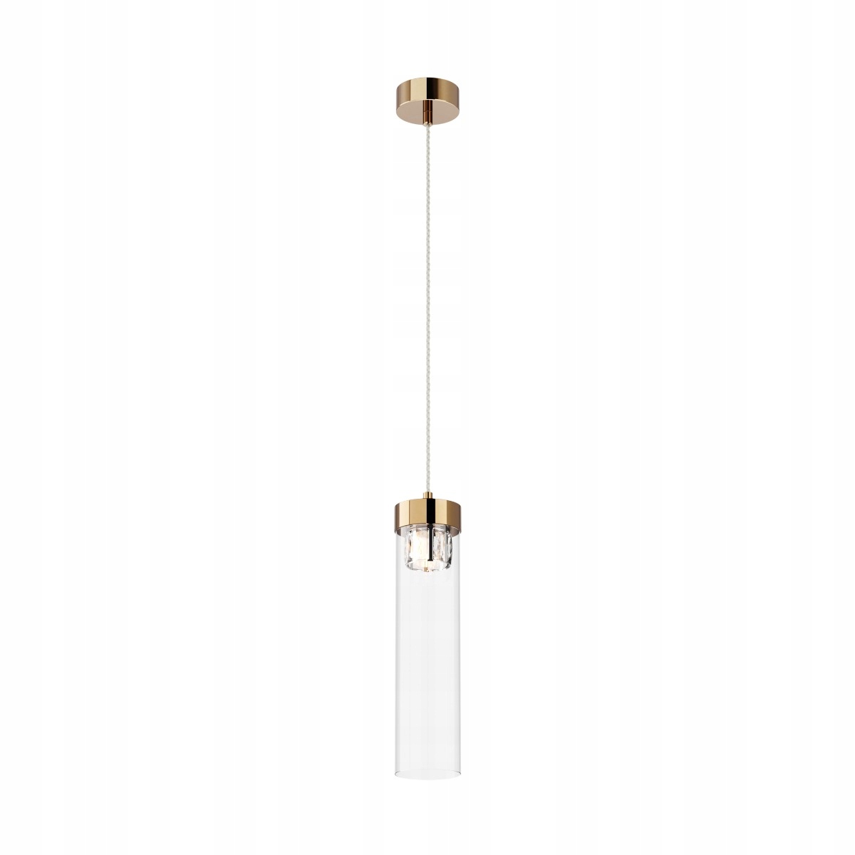 Závesná bodová lampa zlatá sklenená tuba s kryštálmi nad stôl Zuma Line