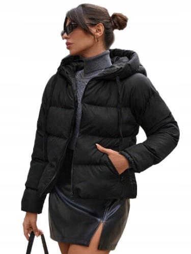 Černá Péřová Bunda Do Pasu Na Zip, Velikost 38 L