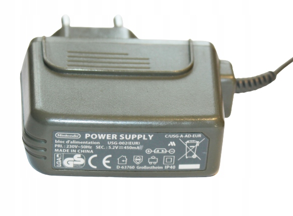 Zasilacz 5.2V 450mA ładowarka Nintendo DS Lite NDS