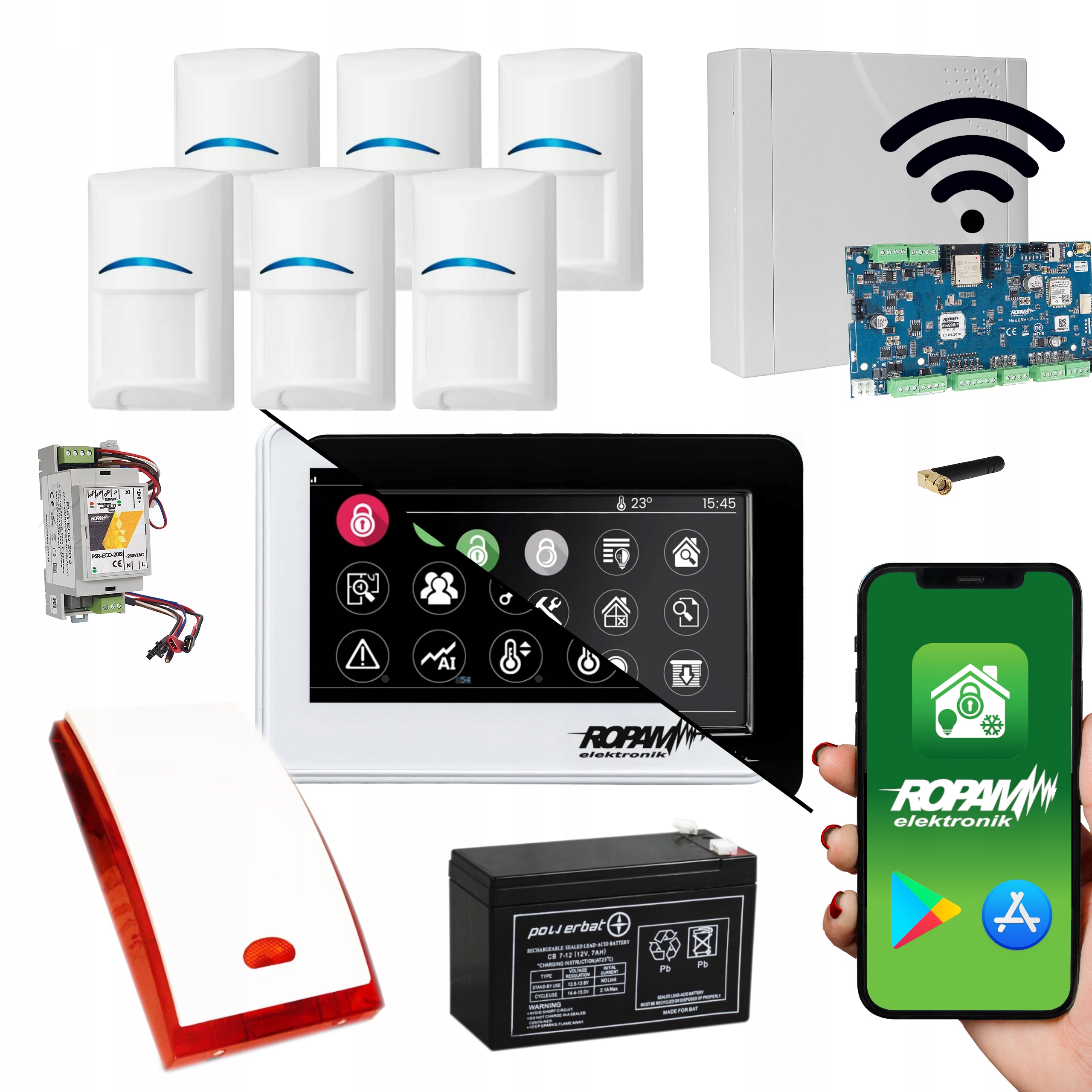 ALARM ROPAM Z GSM / WIFI 6 x CZUJKA BOSCH PET 20KG