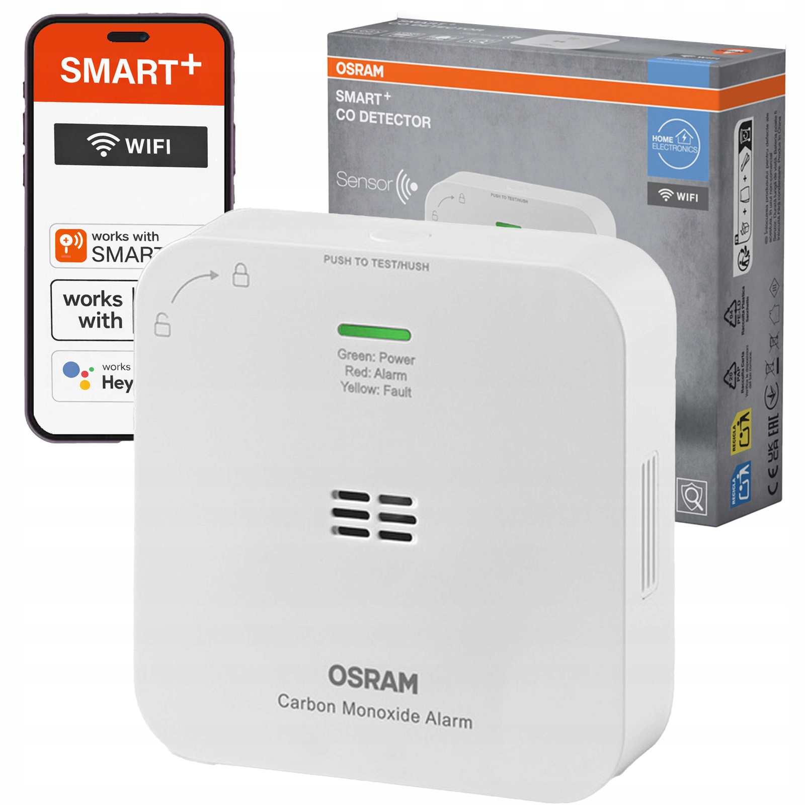 Inteligentní bezdrátový senzor oxidu uhelnatého Alarm Smart WiFi 2.4 GHz