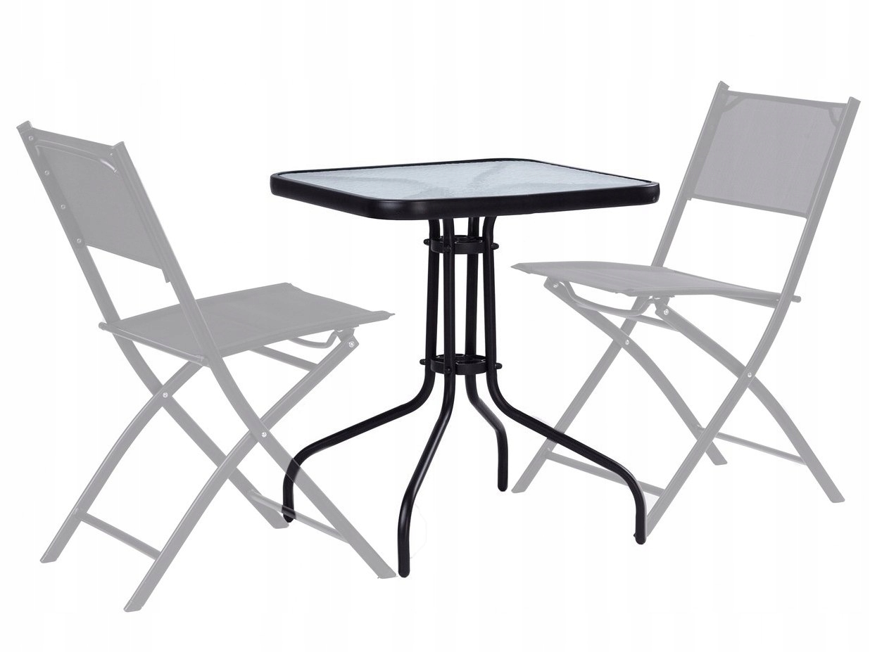 Stolik Kawowy Na BALKON Taras SZKLANY 60cm Stół Ogrodowy Metalowy Wysokość mebla 70 cm