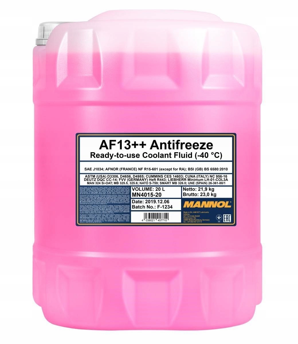 Mannol AF13++ 20L готовая охлаждающая жидкость