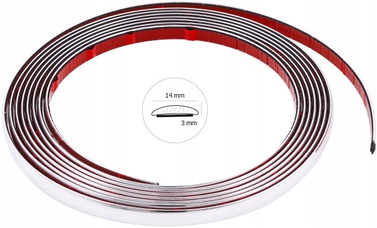 Listwa Dekoracyjna Chrom Z Klejem Samoprzylepna 14mmx5m