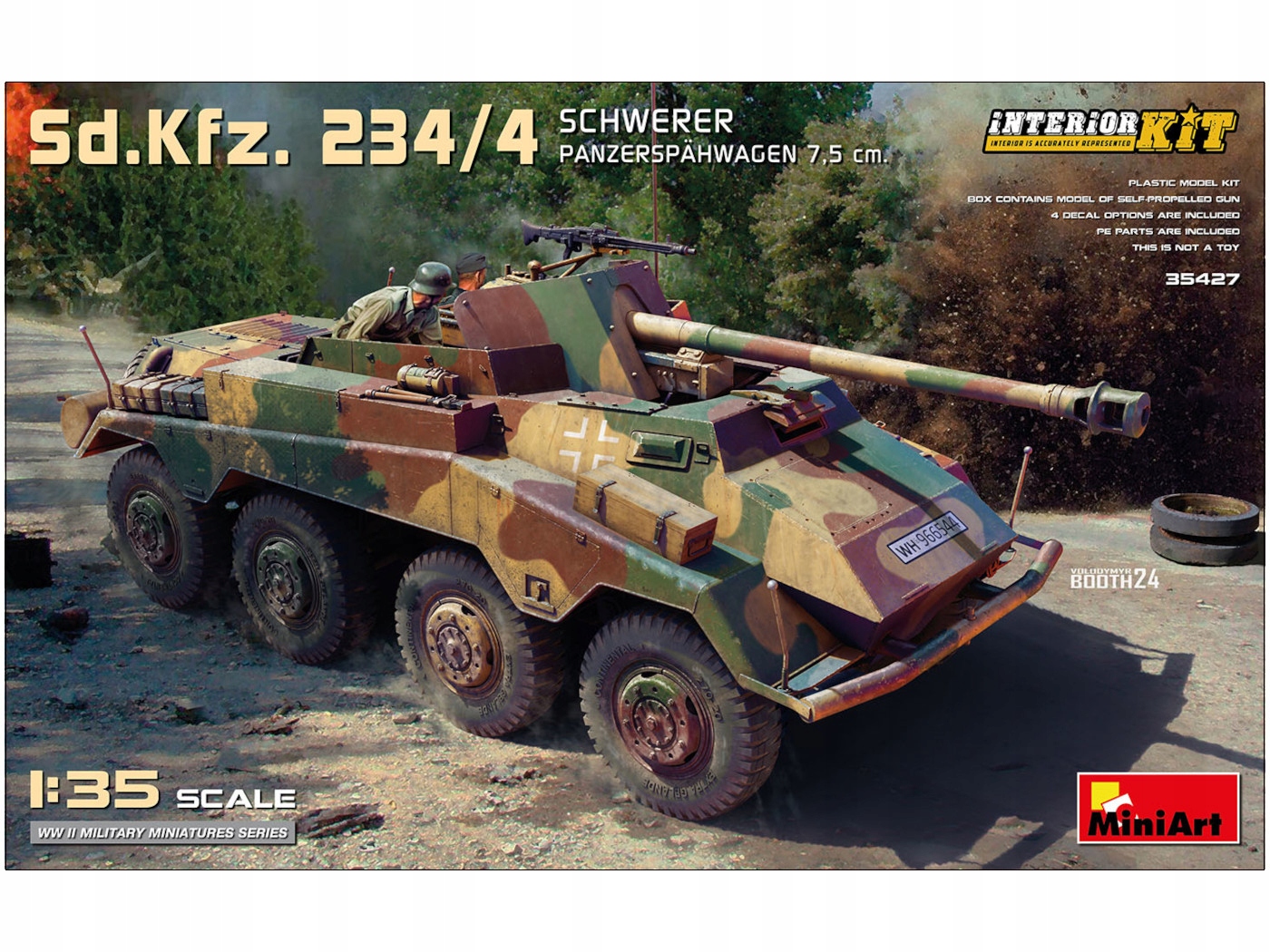 Dělo Sd.Kfz.234/4 Schwerer Panzerspahwagen 7,5cm model 35427 MiniArt