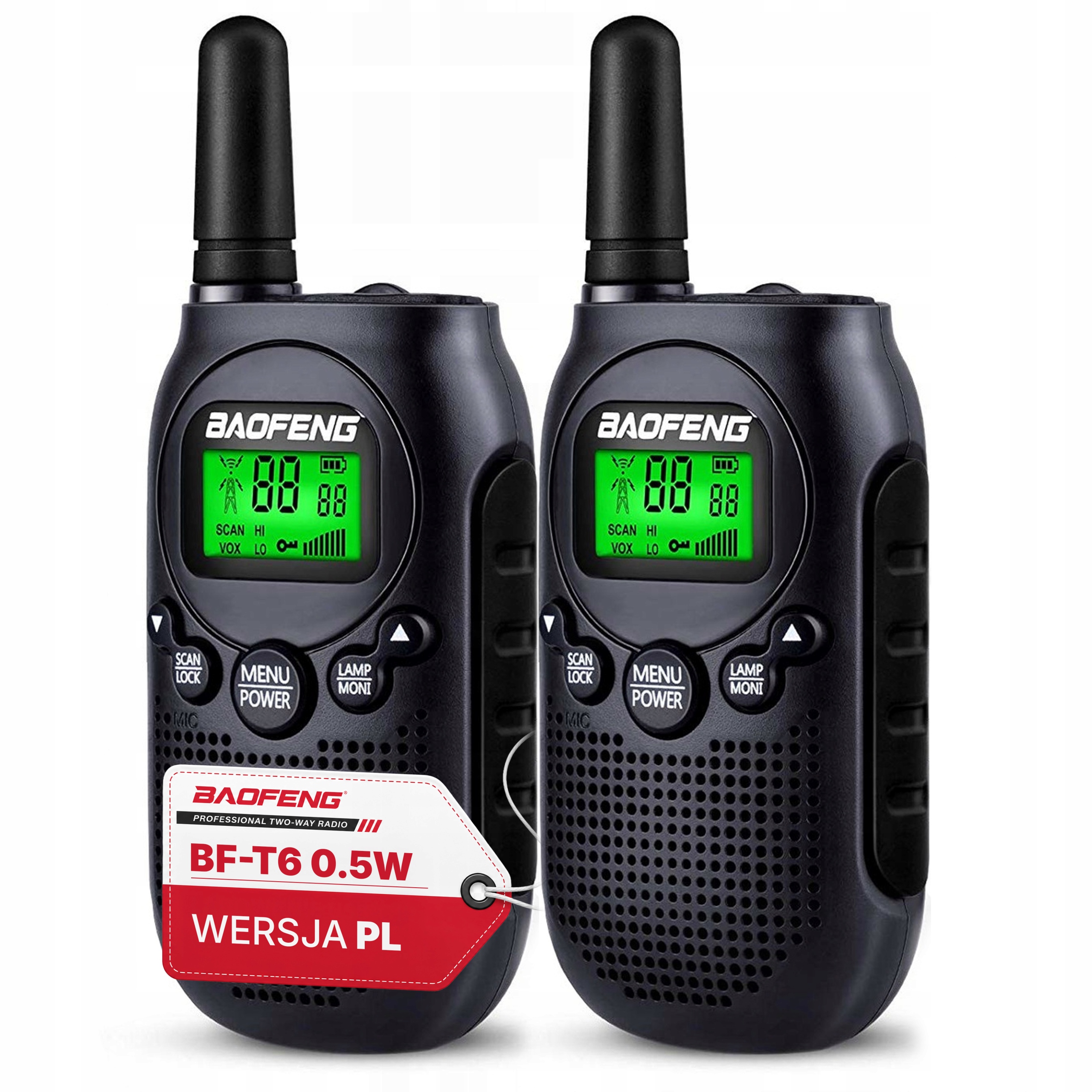 2x Walkie-talkie Baofeng BF-T6 Pl Panda Krótkofalówka Zestaw Słuchawki