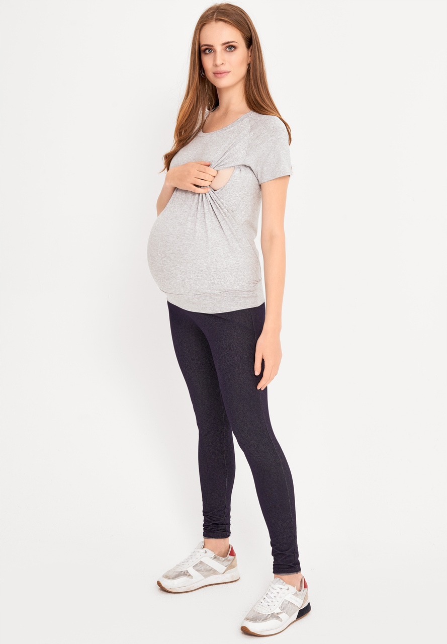 T-SHIRT BLUZKA CIĄŻOWA DO KARMIENIA SZARA XL Rozmiar XL