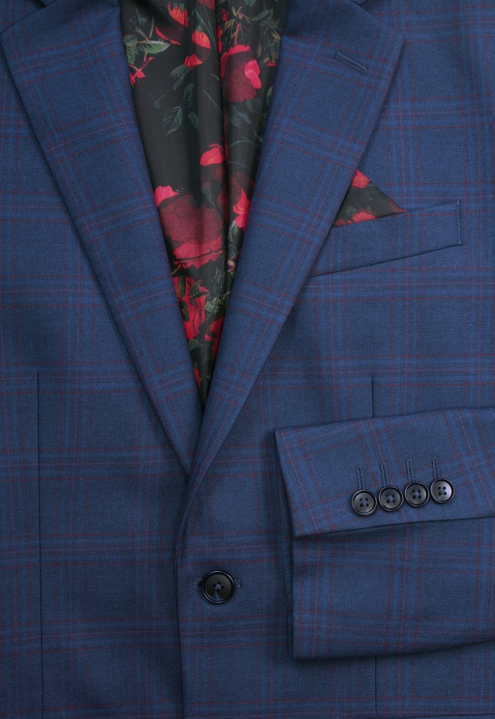 Granatowy Garnitur w Kratę VICTORIO 176/120/106 Rozmiar 60