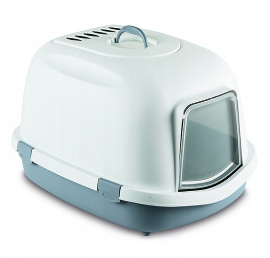 Šedomodrá kočičí toaleta s filtrem pro velké kočky Stefanplast 71x55x46,5 cm