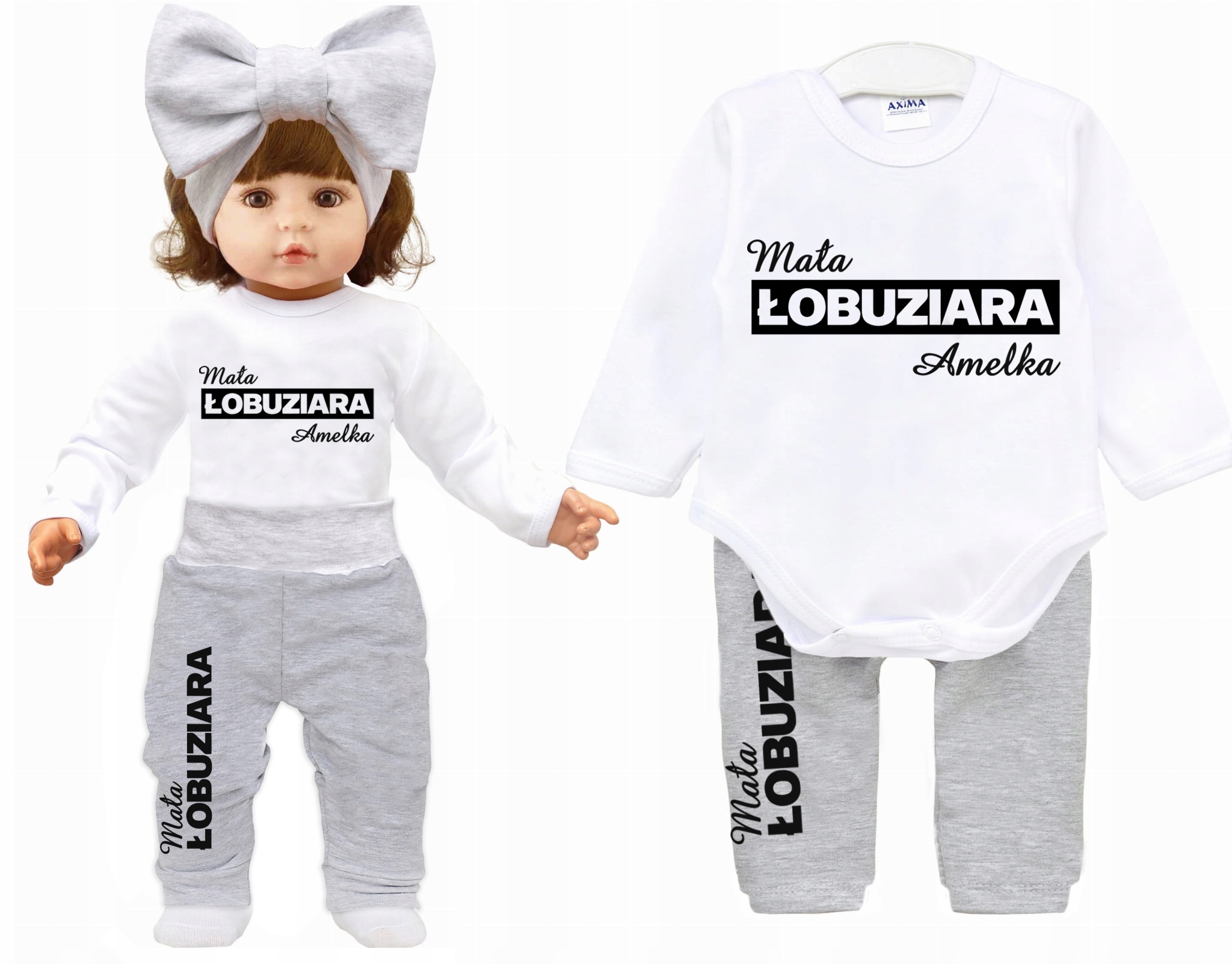 

Komplet body spodnie Mała Łobuziara Imię 86