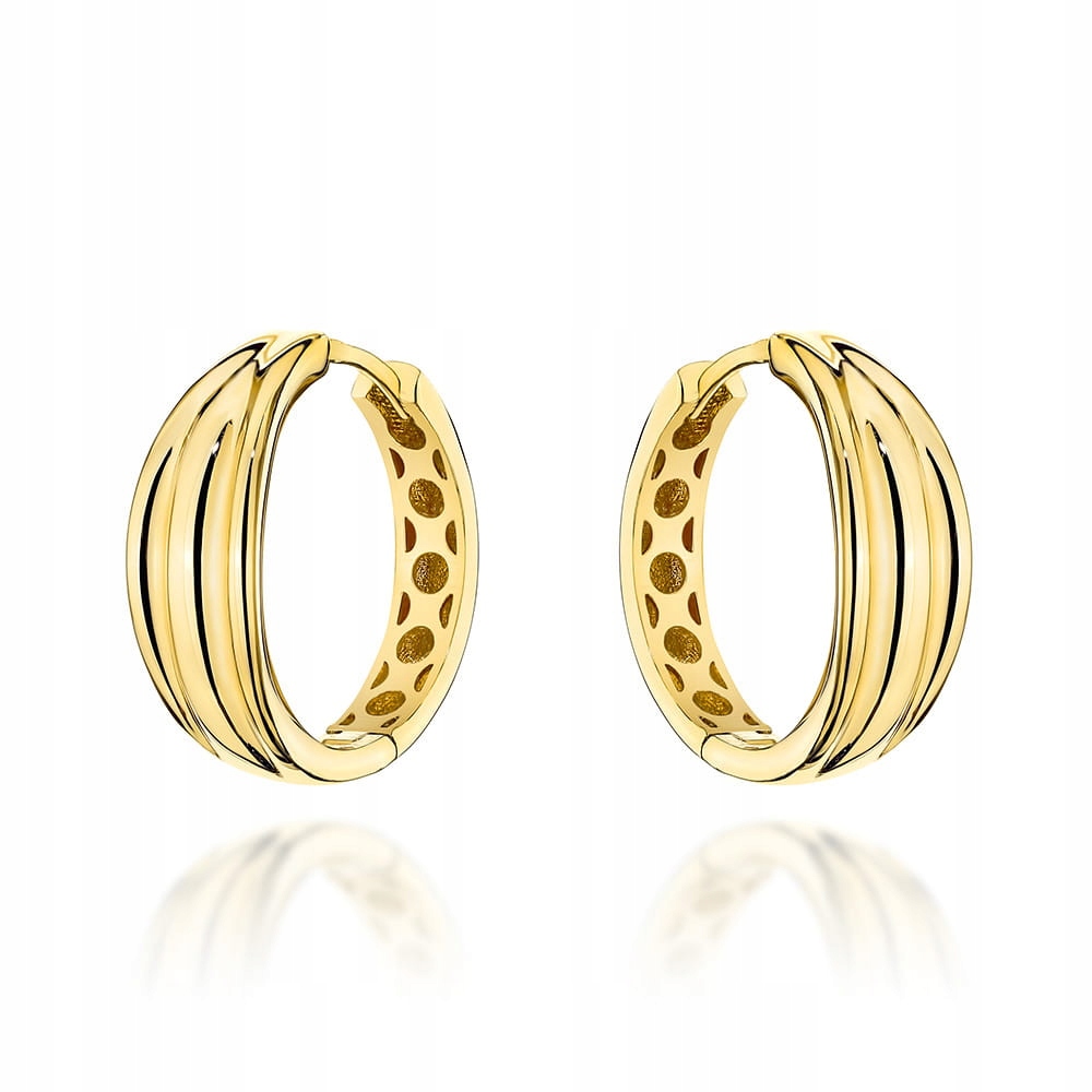Náušnice zlaté 585 kroužky zdobené drážkováním, jedinečný doplněk 14k