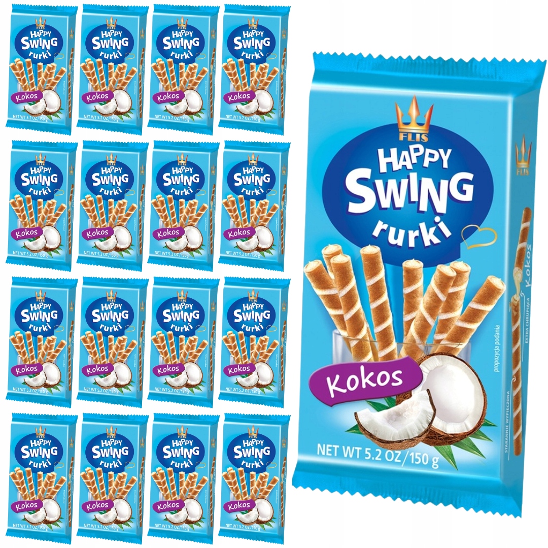 Levně Flis Trubky Happy Swing s kokosovou příchutí 150 g x 16 kusů