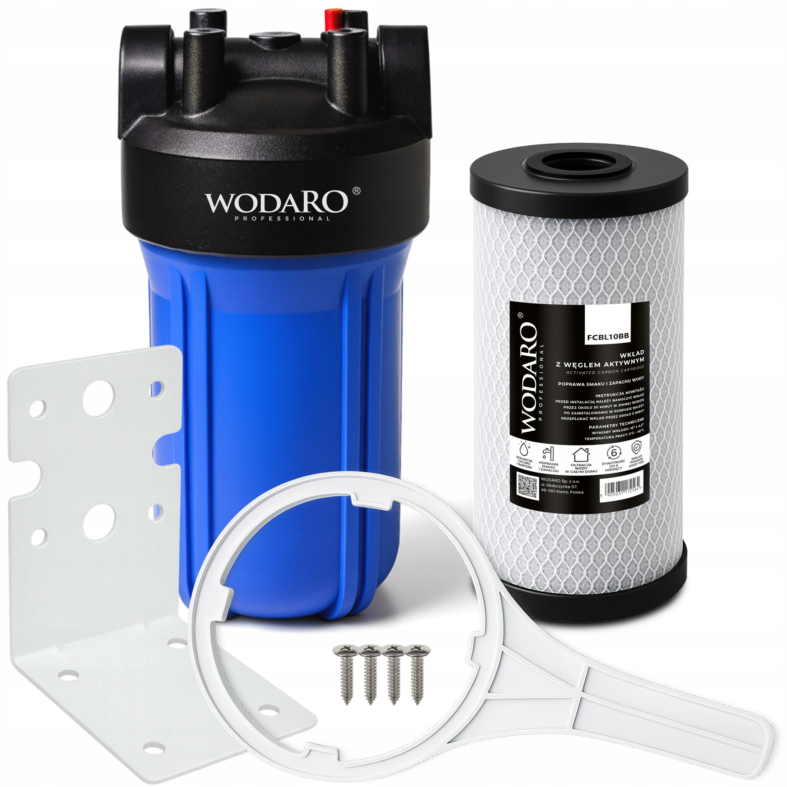 Velký vodní filtr Big Blue 10 WodaRO s vložkou FCBL10BB Uhlíkový blok Závit 1"