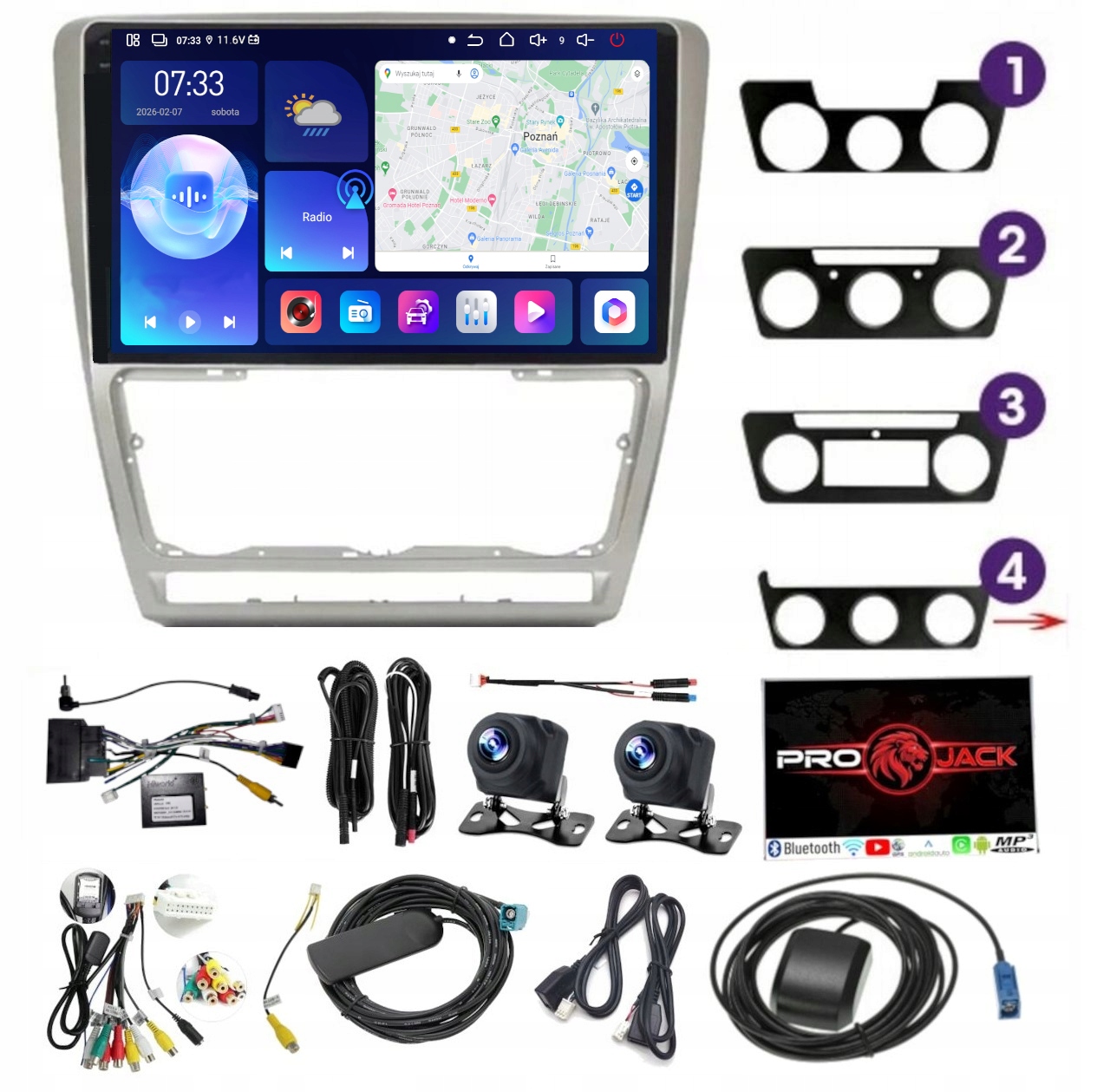 Autorádio S Navigací Carplay Gps Android Škoda Octavia 2 2004-2013 6GB Ram 128GB Paměť Sim