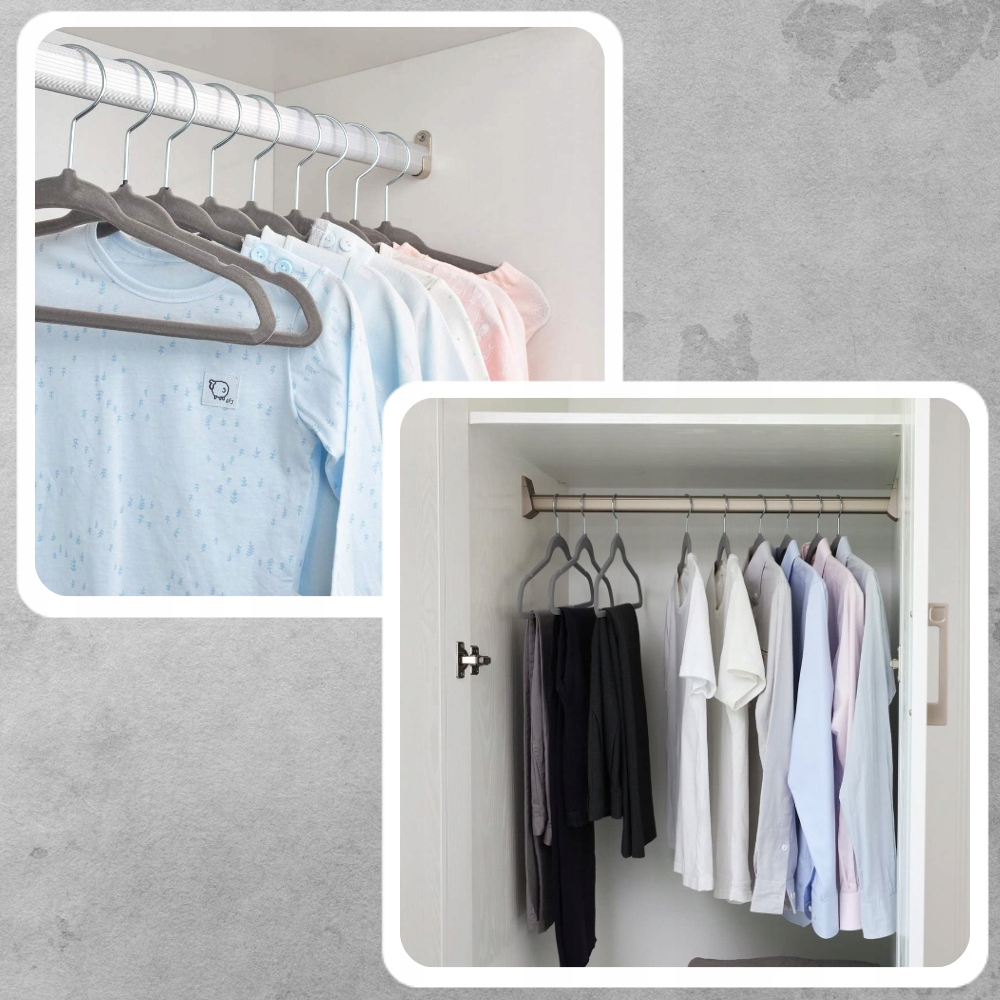 20X WIESZAKI NA UBRANIA WELUROWE WIESZAK UBRANIOWY DO GARDEROBY NA CIUCHY Kolor mebla czarny