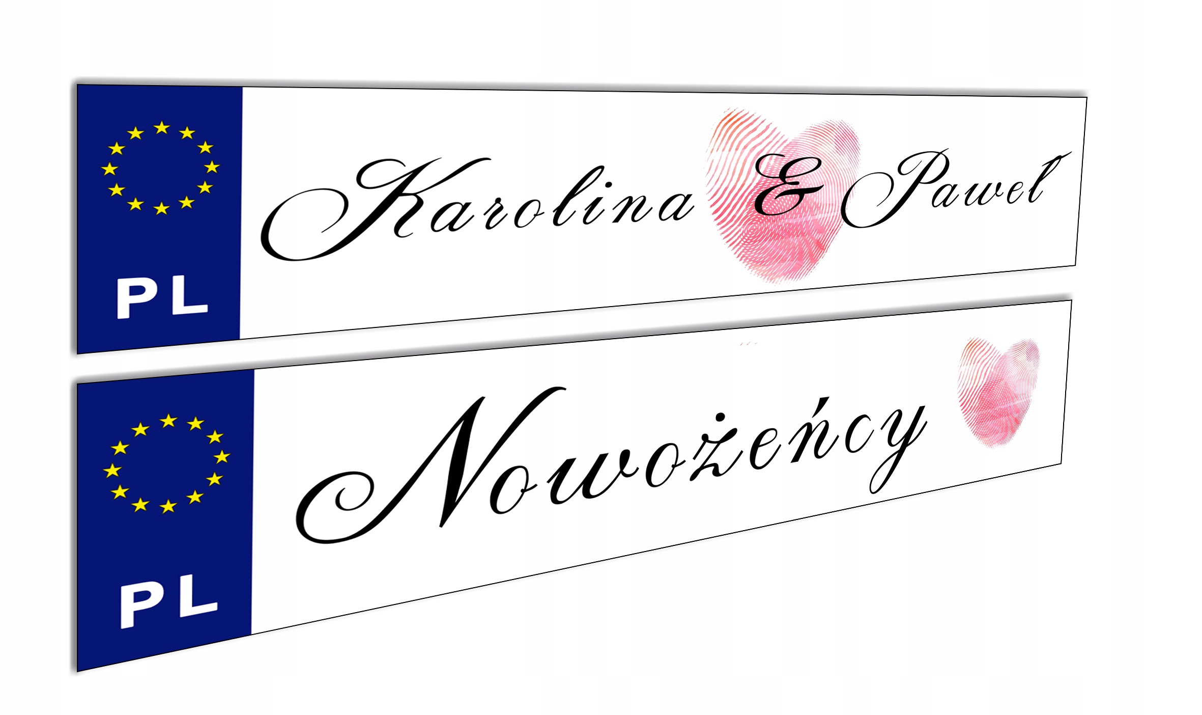 

Tablice tablica Ślubne na samochód Imiona 2 szt