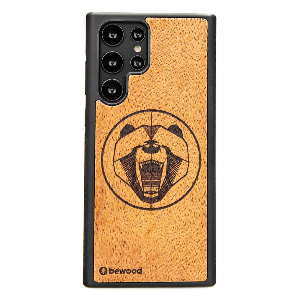 Dřevěné Pouzdro pro Samsung Galaxy S22 Ultra Medvěd Merbau