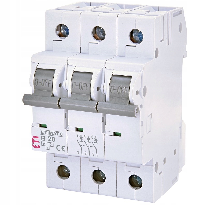 

Wyłącznik instalacyjny 3P B 20A 6kA 002115517 Eti