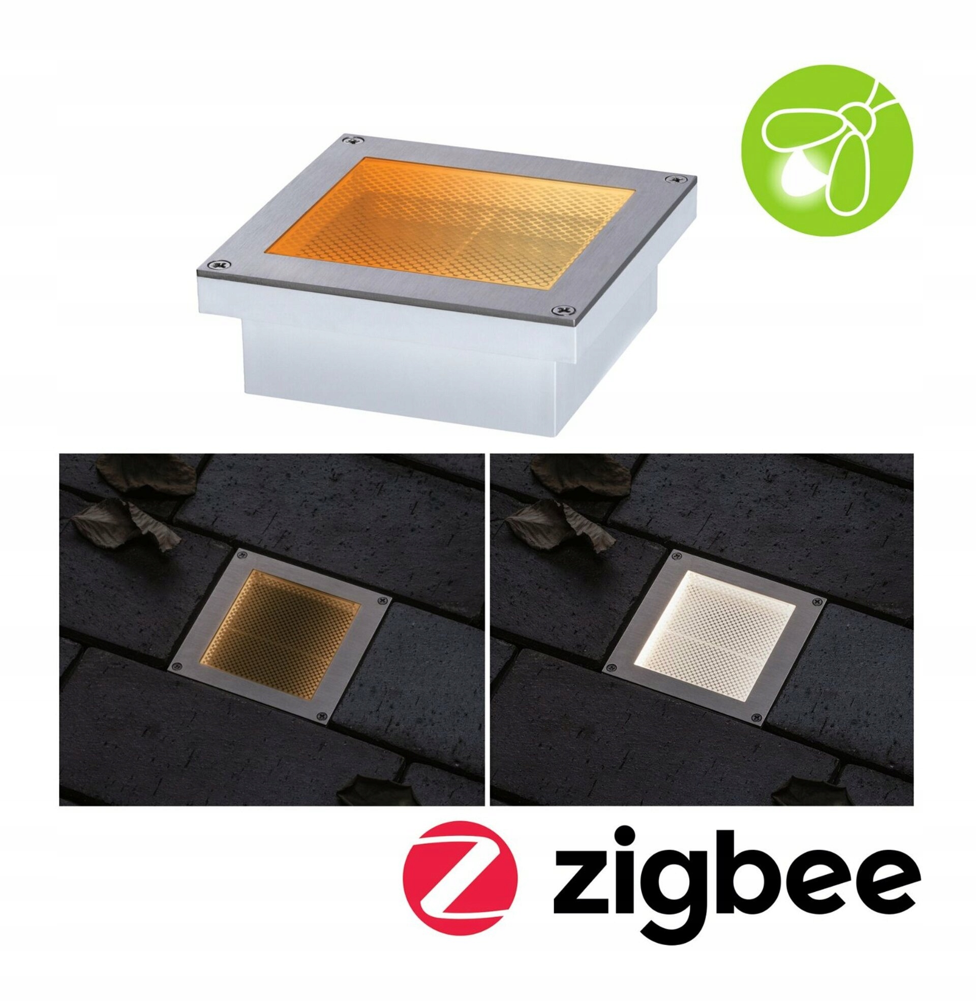 Paulmann Led zemné svietidlo Zigbee Brick 1W 100x100mm IP67 Cct oceľ