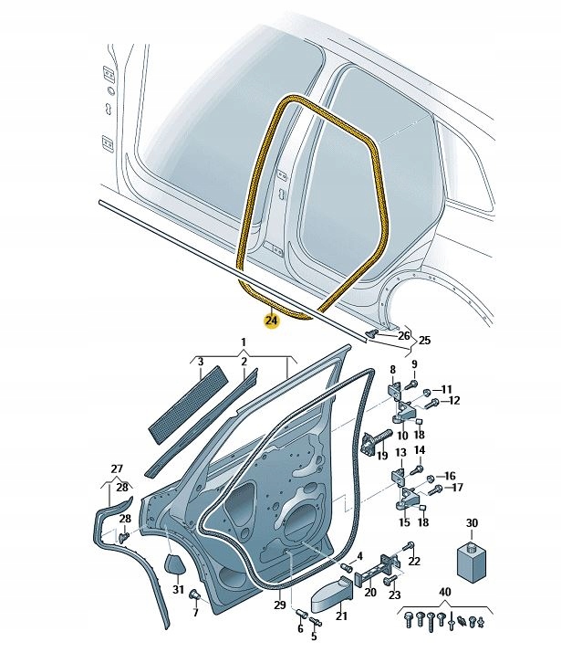 USZCZELKA WEWNETRZNA DRZWI KAROSERI TYL AUDI Q5