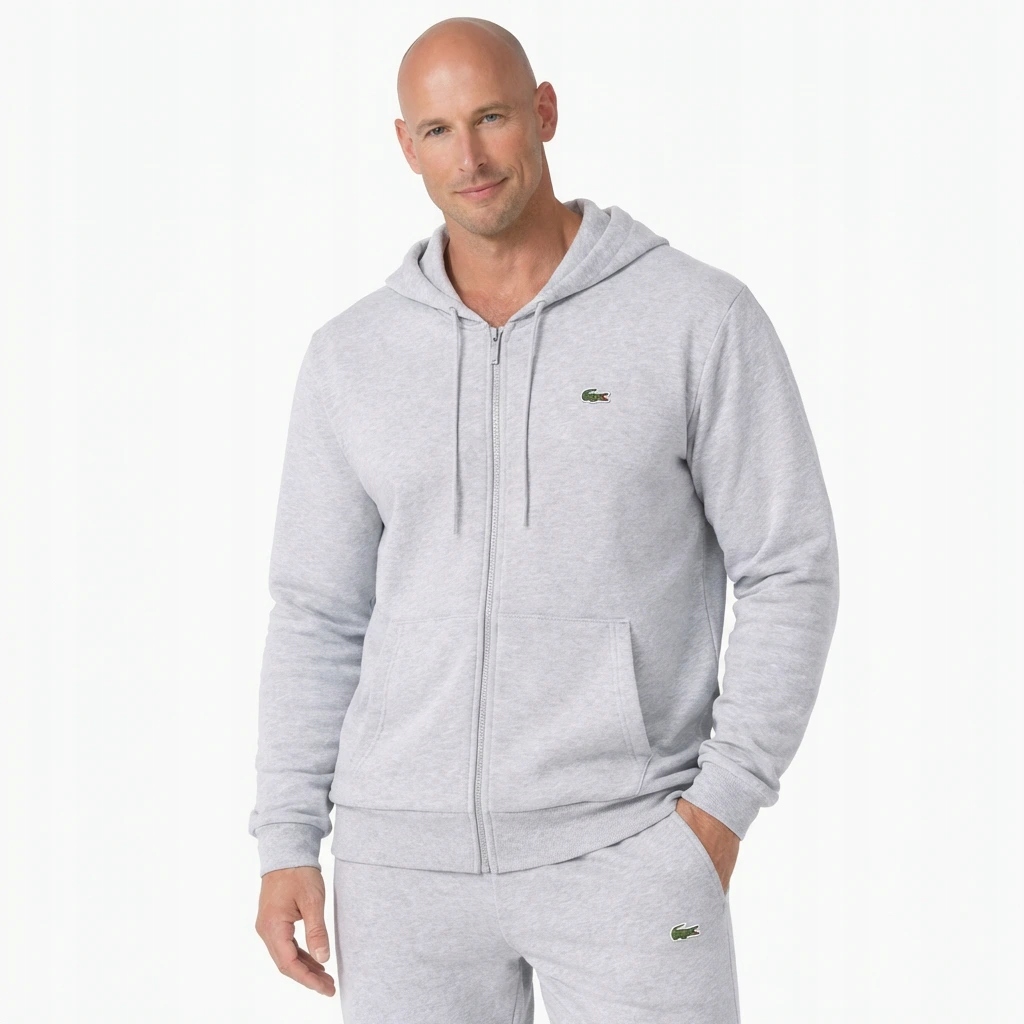 Pánská mikina Lacoste šedá SH9626 s kapucí rozepínací Regular Fit M