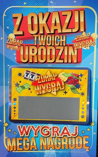 

Kartka urodzinowa zdrapka z wygraną zabawna JCX31