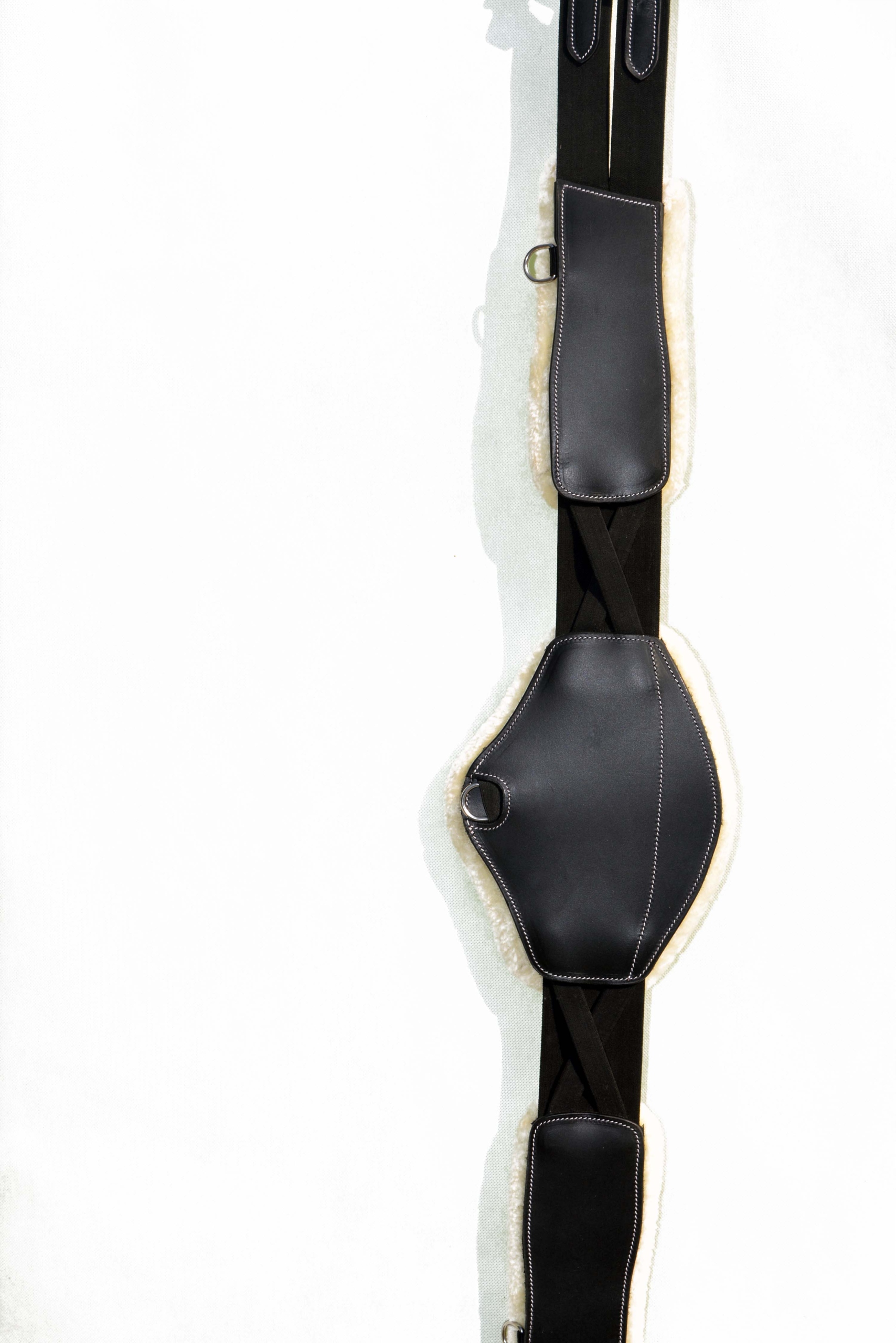 Kožený Pásek S Gumami 13 CM, Odnímatelná Kožešina
