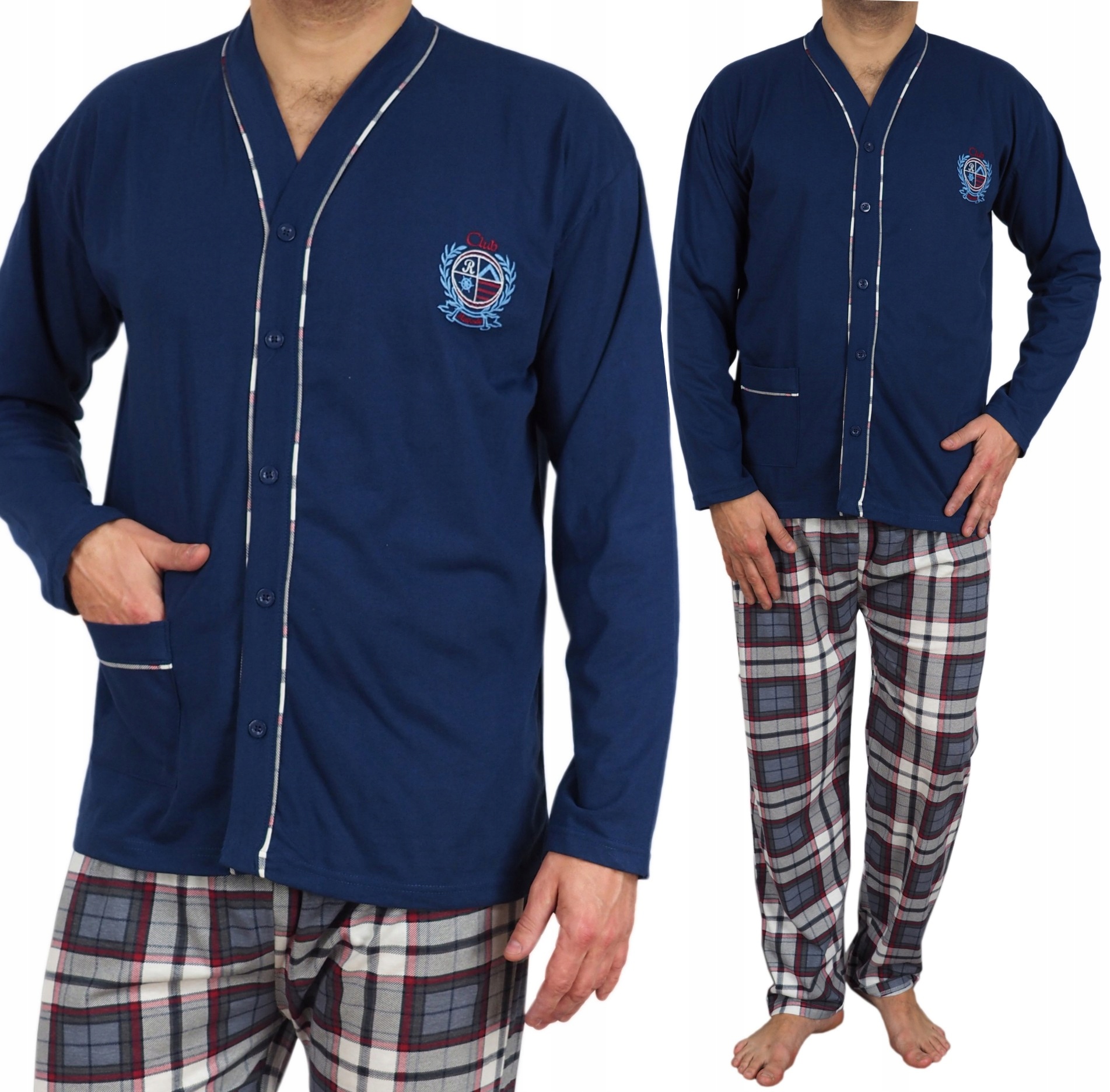 PIŻAMA MĘSKA Rozpinana kratka do szpitala