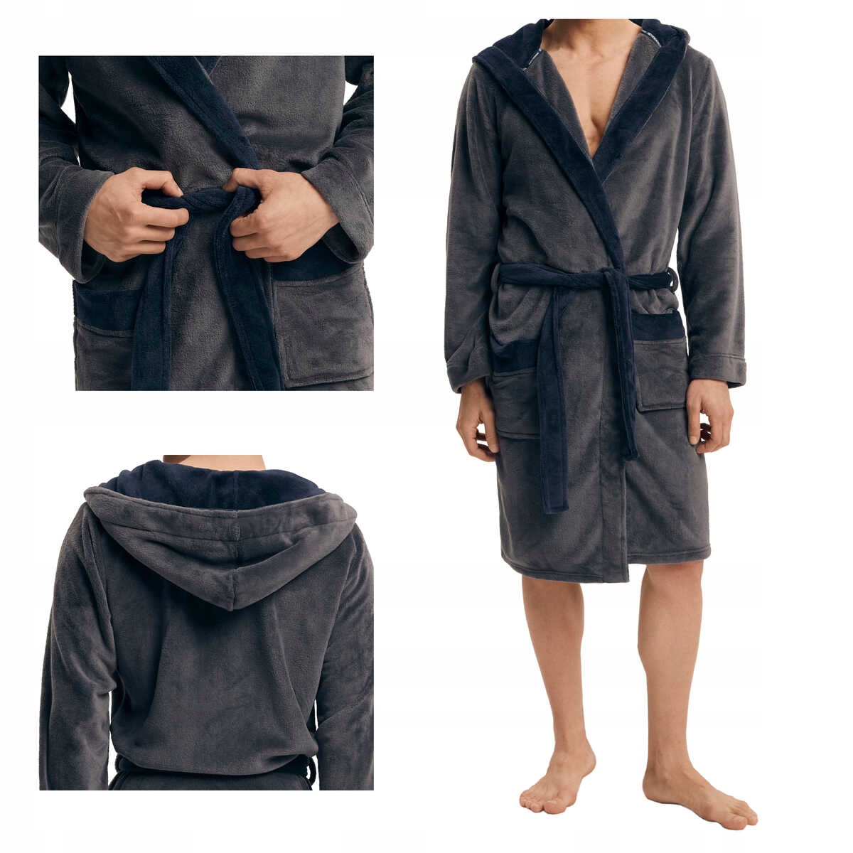 Henderson Pánský pohodlný elegantní župan Natch 43377 šedý 2XL