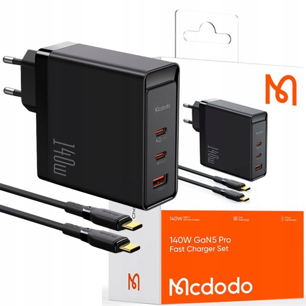 Mcdodo szybka ładowarka sieciowa do Macbook Gan 3X Usb-c Usb 140W kabel