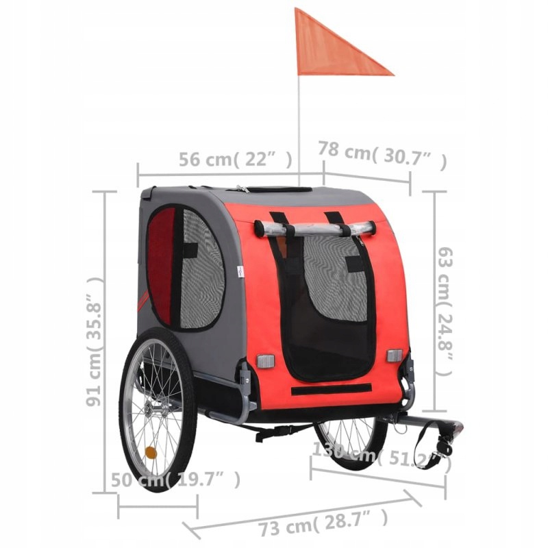 причіп для велосипеда, візок для собак, ТРАНСПОРОТВА, домінуючий колір, апельсини і червоні