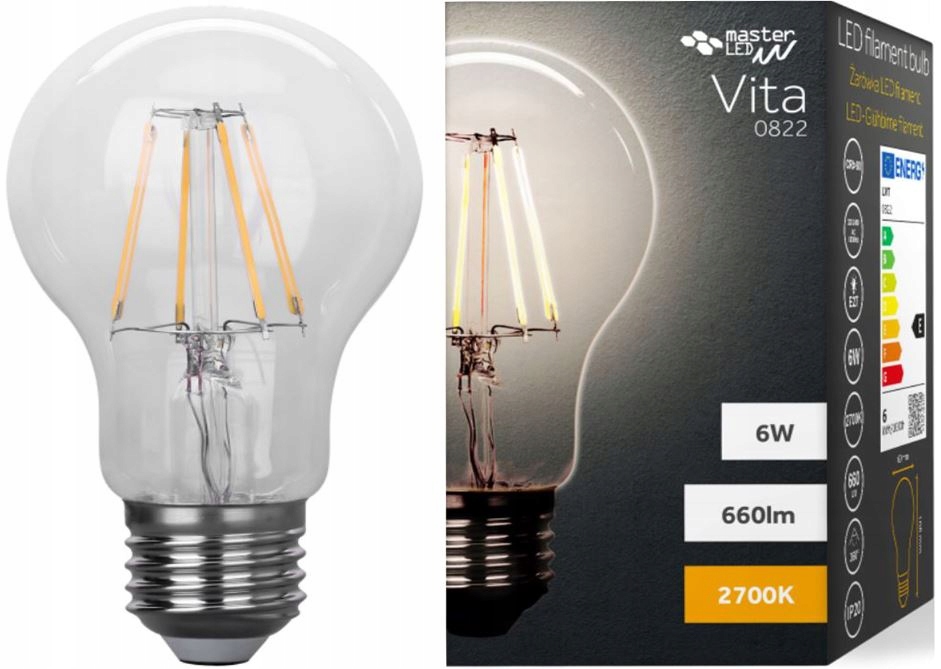 

Żarówka Led Ozdobna E27 Filament Edison ciepła 6W