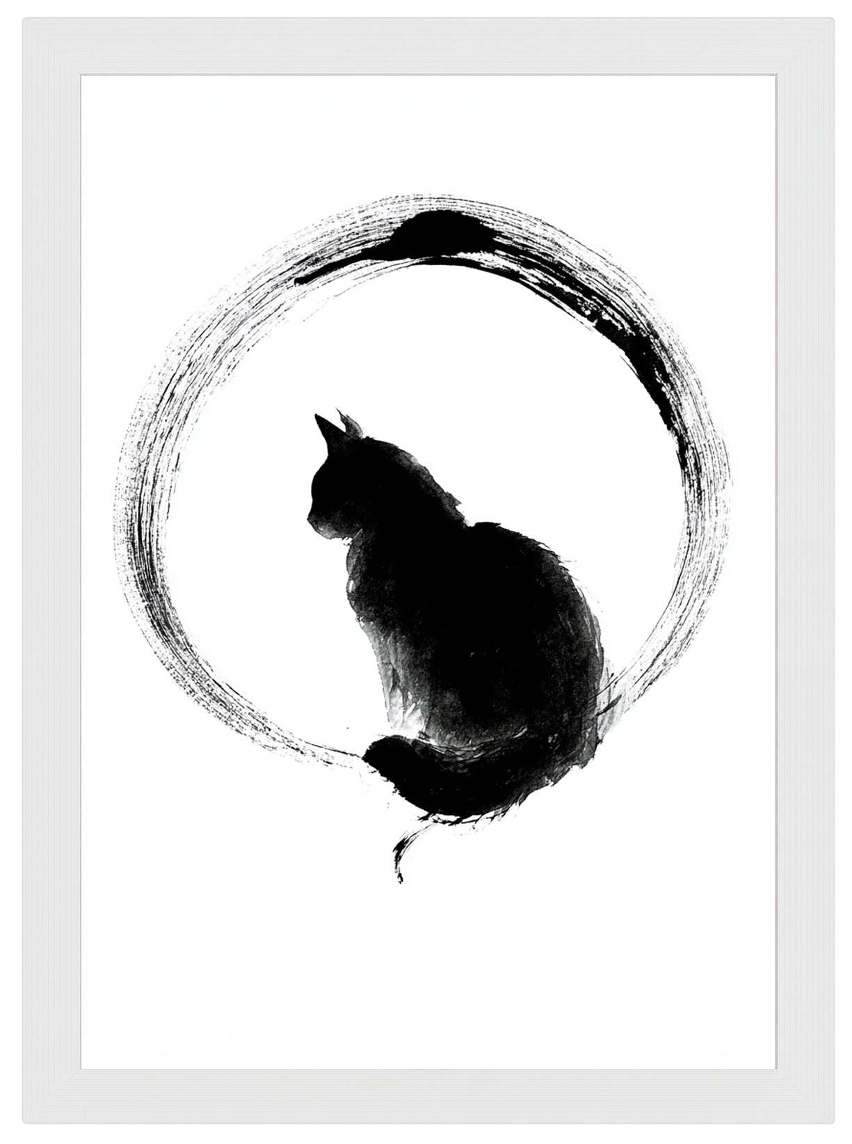 Plakát Rámeček Dřevo Grafika Geometrie Kolo Kočka Černá Bílá B&w 70x100