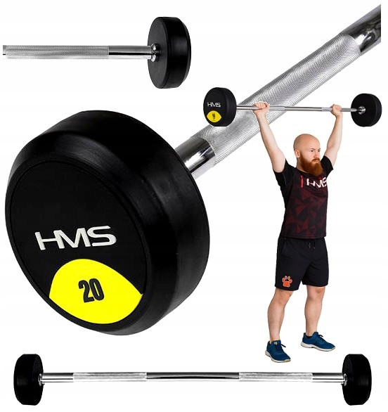 Sztanga Hms 20 Kg Stała Gumowana Gryf Do Treningu Domowego GSG-20