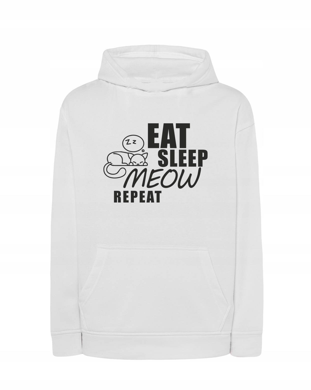 

Bluza męska Eat Sleep Meow na prezent, biała XL