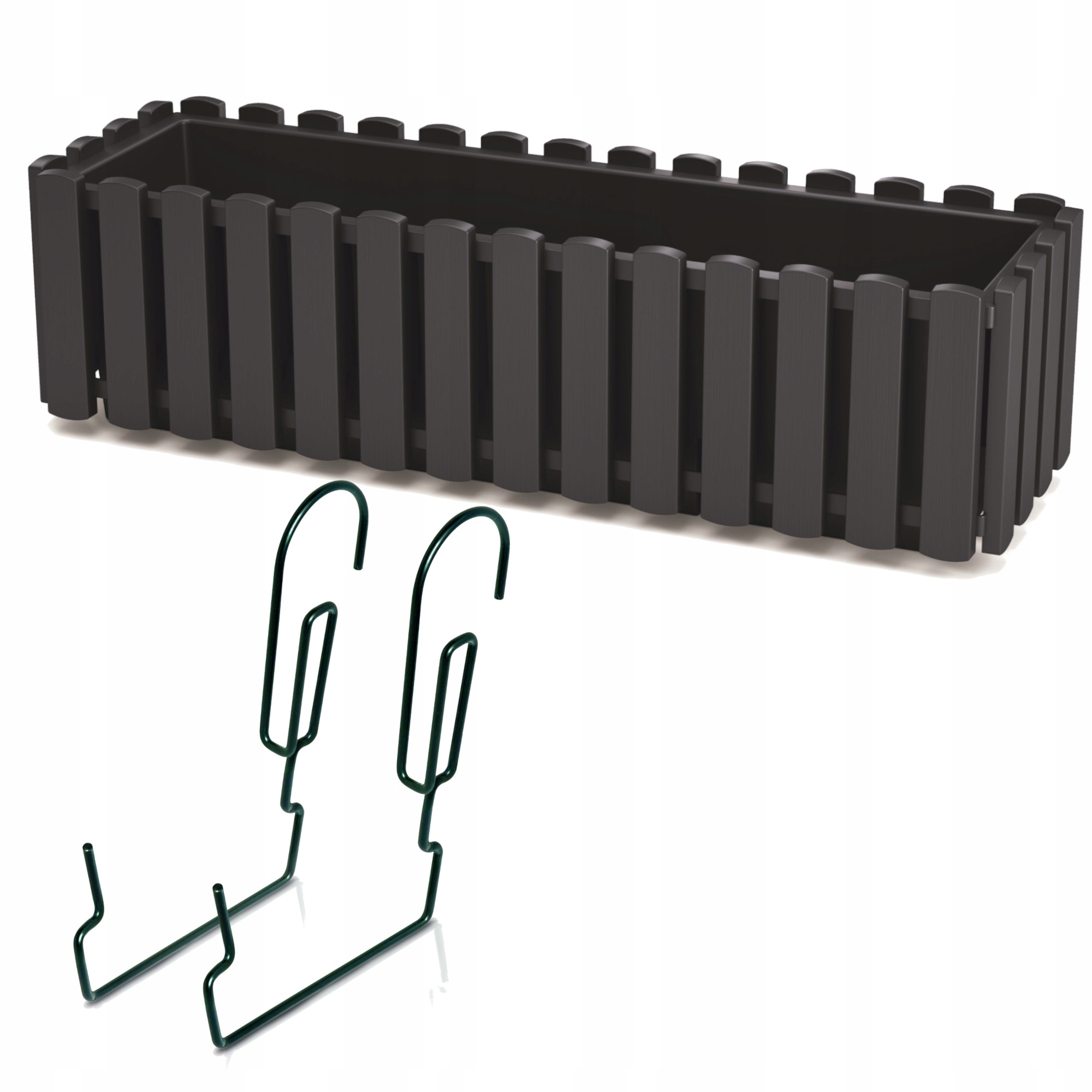 

Doniczka+uchwyt skrzynka balkon 18x58x16cm antracy