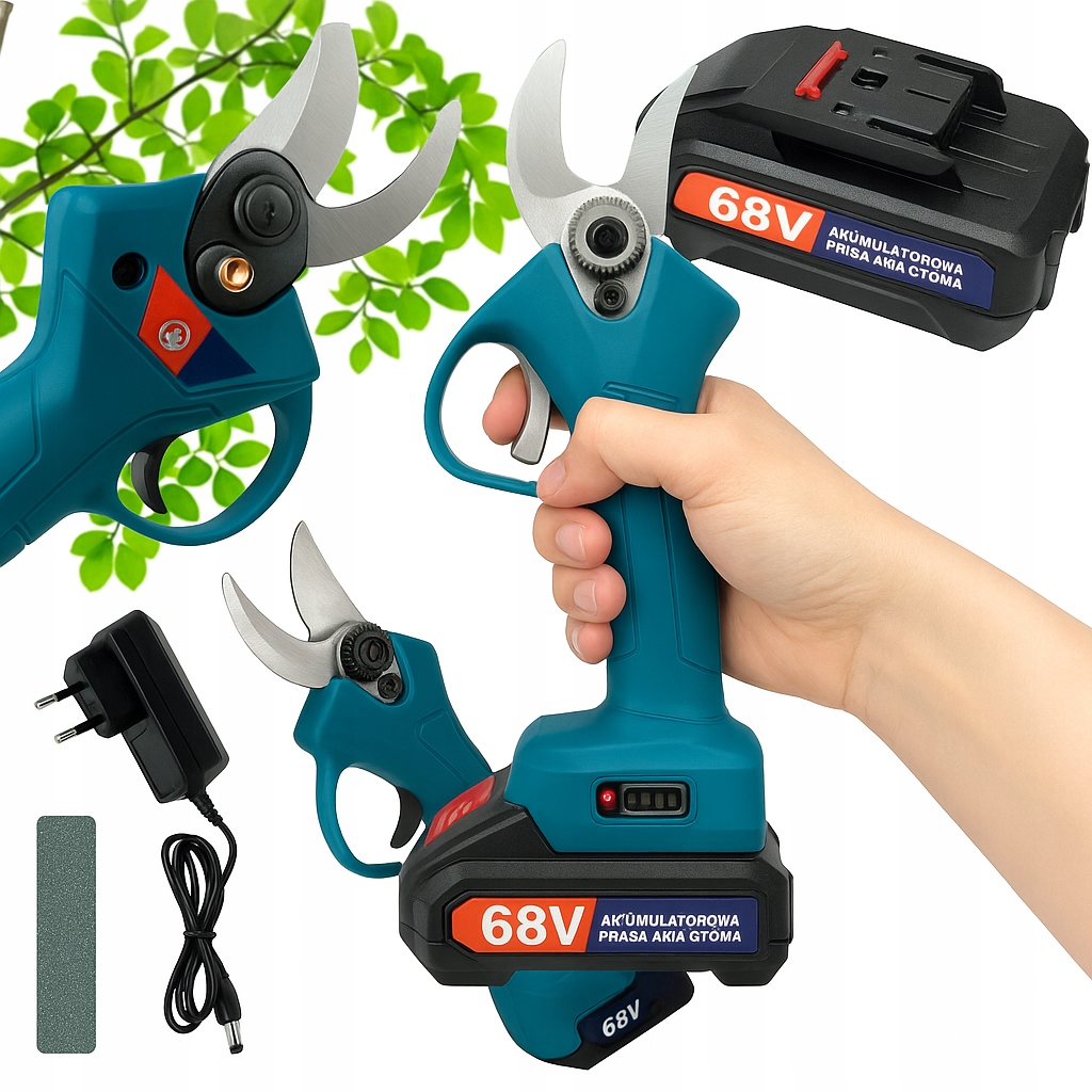 Sekator/Nożyce Akumulatorowy Ogrodowy Mocny 2 Akumulatory 68V z Walizką