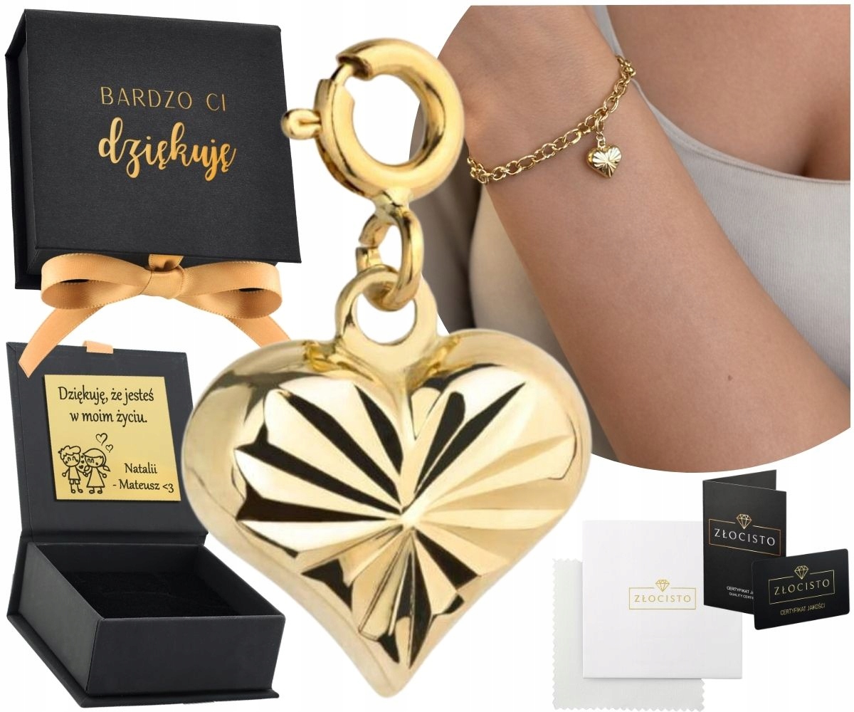 Zlatý Přívěsek Charms Diamantové Srdce pro Náramky Zlato 585 Dárek