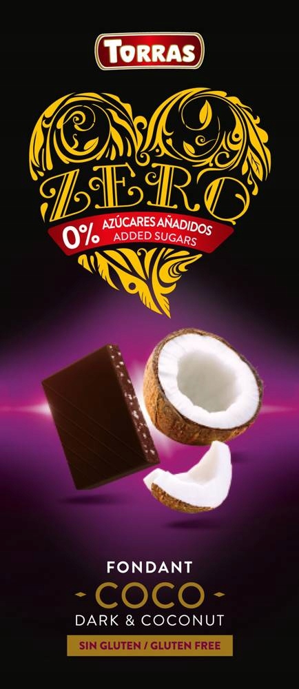 Levně 3x Torras Hořká čokoláda s kokosem bez přidaného cukru Zero 125 g Torras