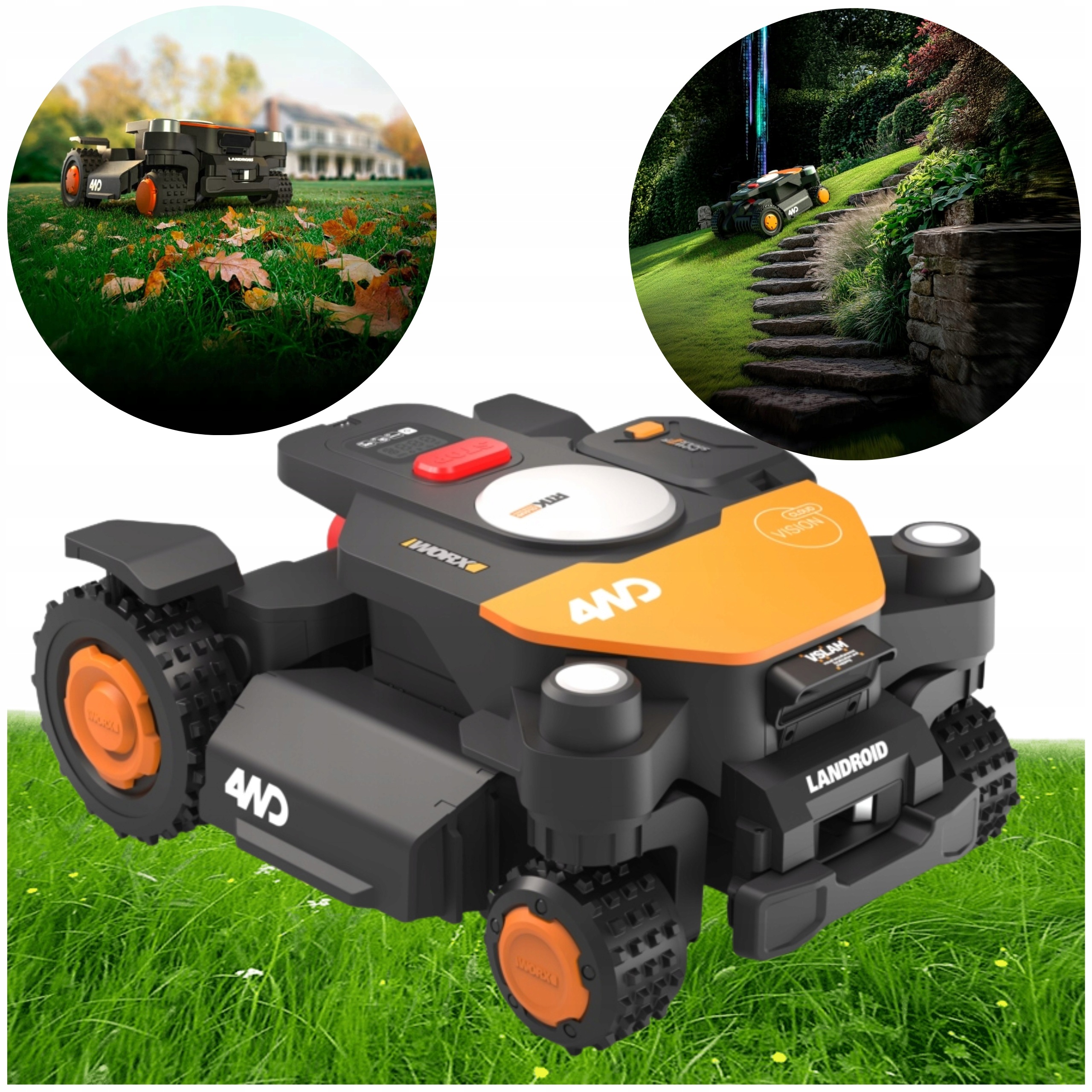 Worx WR341E Robotická Sekačka Landroid Vision Cloud Ai Rtk V-slam 4WD 1000 m2