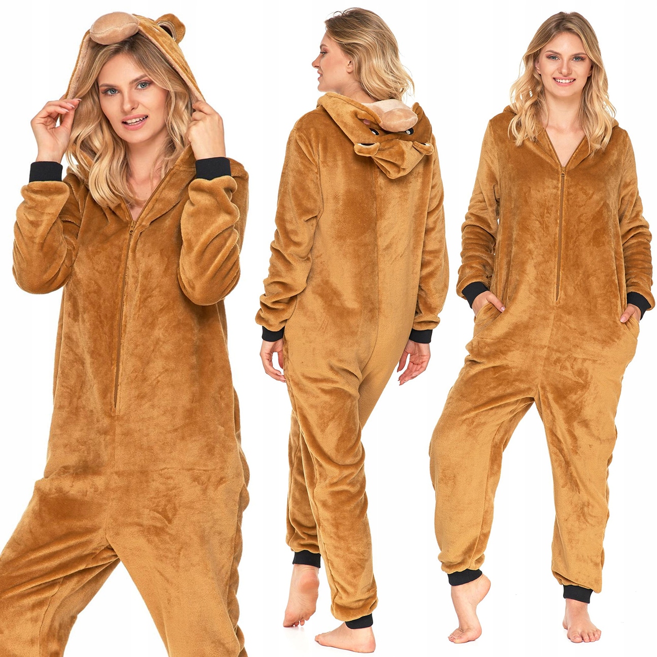 Dámská kombinéza Overal Pyžamo Jednodílné Kostým Medvídka Moraj M