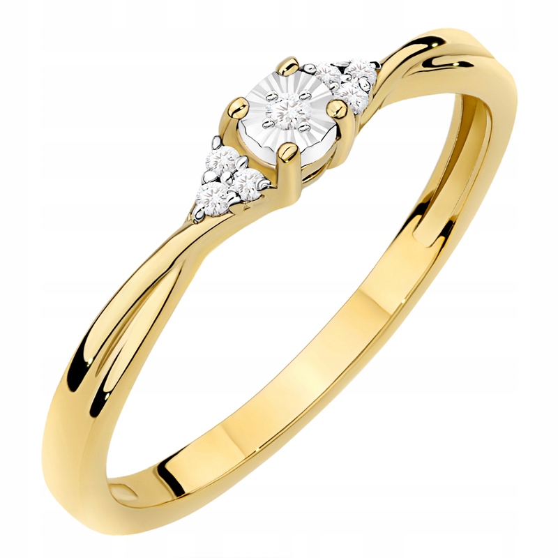 Klasický Zlatý Prstýnek Zásnubní pr. 585 s brilianty 0.04 ct 14k