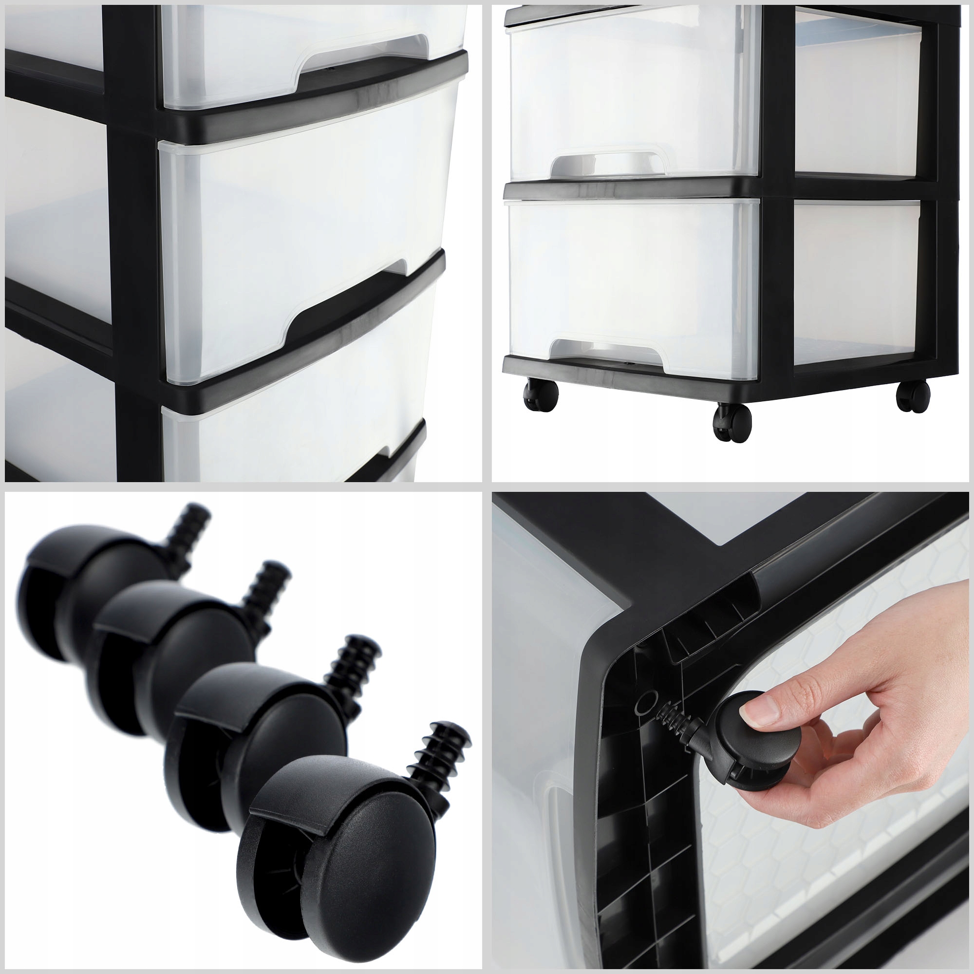 CURVER REGAŁ NA KÓŁKACH SZAFKA 5 SZUFLAD 20 L Głębokość mebla 37 cm