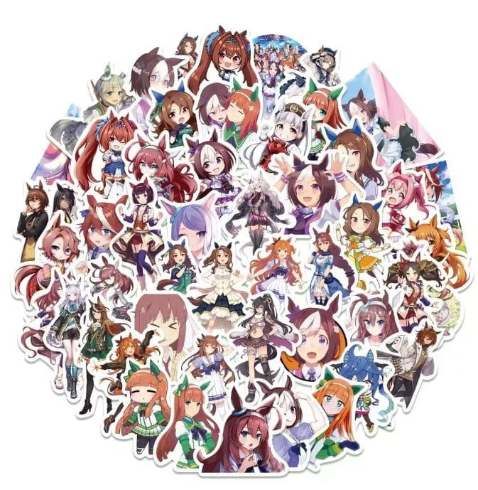Naklejki winylowe Wlepy Uma Musume Pretty Derby 50szt Stickerbomb