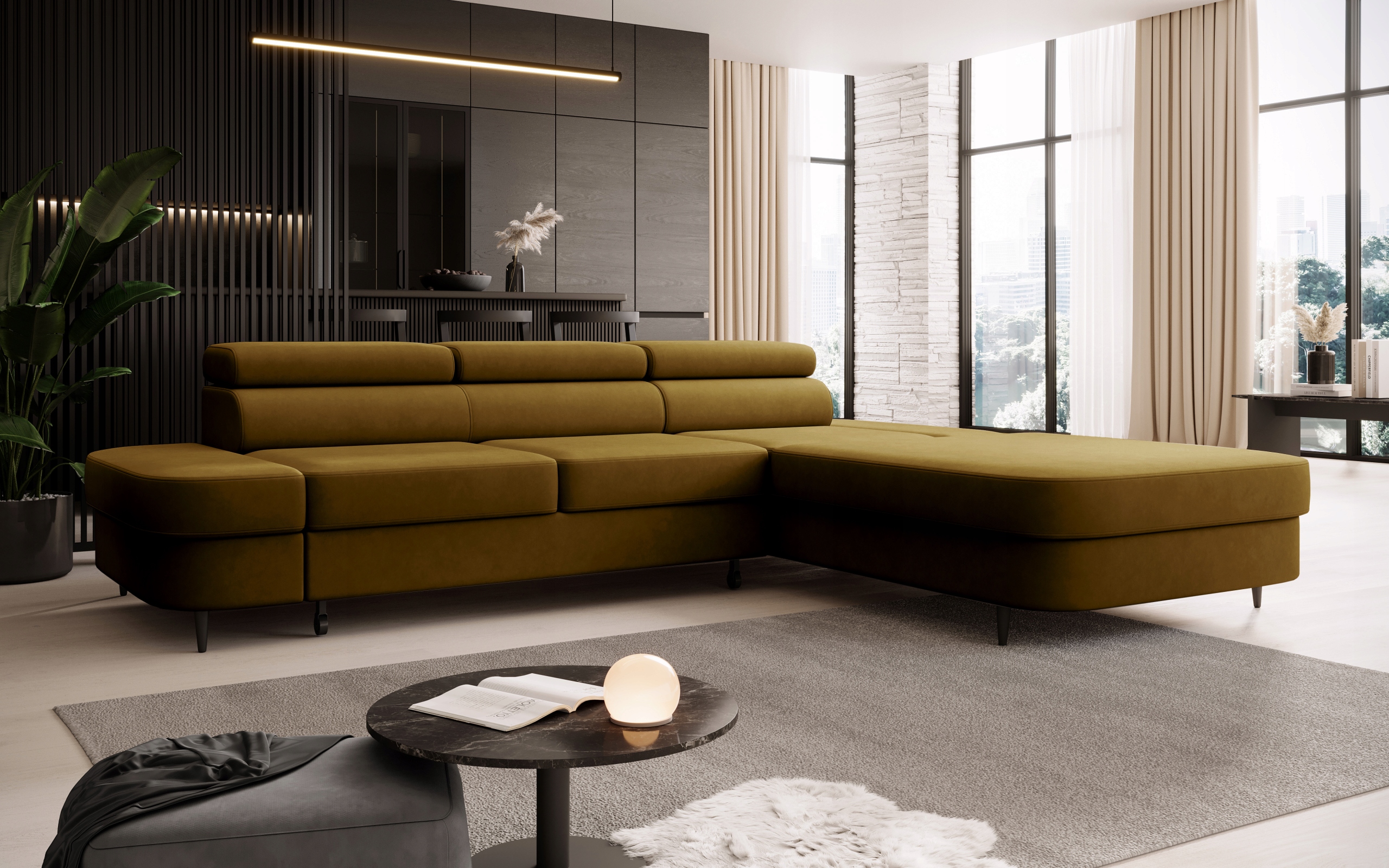 Rohová Sedací Souprava Jazz Funkce spaní Nastavitelné opěrky hlavy